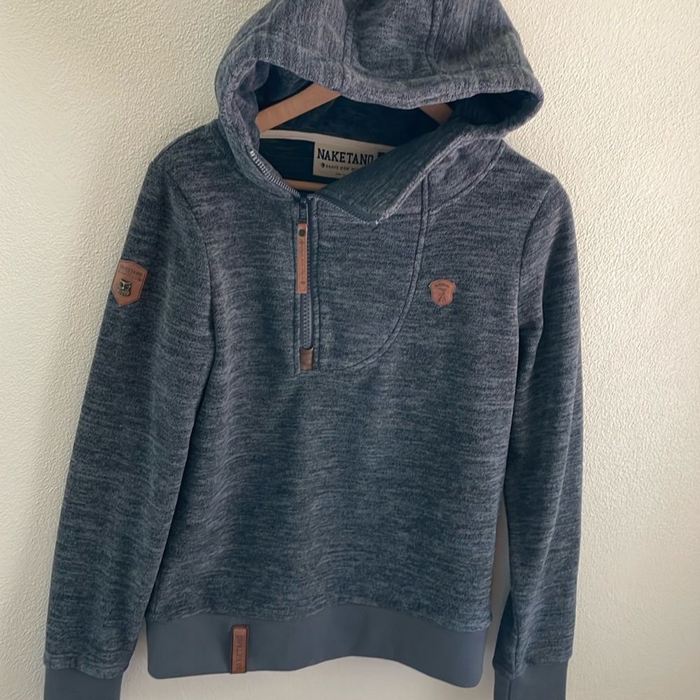 Naketano Brave New World women’s fleece half-zip pull over hoodie | size medium